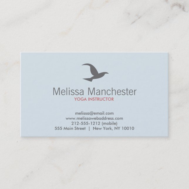 Carte de visite du logo d'oiseaux en vol (bleu/gri (Devant)