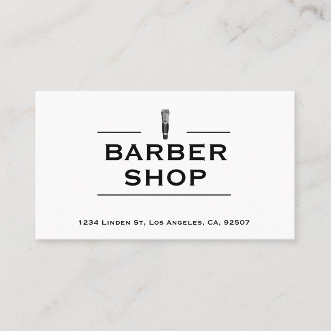 Carte de visite du logo du pinceau de salon Barber (Devant)