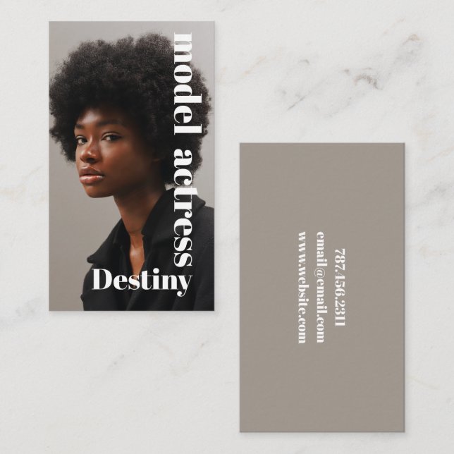 Carte de visite du photographe de tête de modèle (Devant / Derrière)