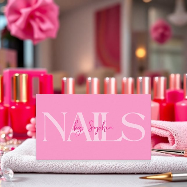 Carte de visite du salon de beauté rose moderne (Modern Pink Beauty Nail Salon Business Card)