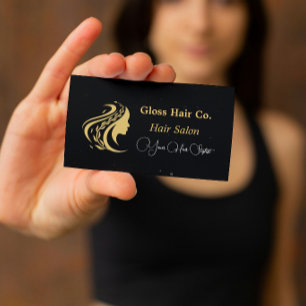 Carte de visite du salon de coiffure élégant noir