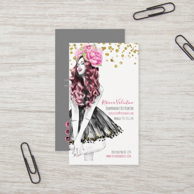 Carte de visite du salon des cosmétiques de mode (Devant/Arrière en situation)