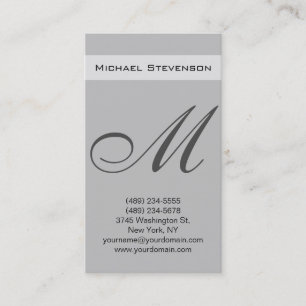 Carte de visite du script Monogramme couleur gris 