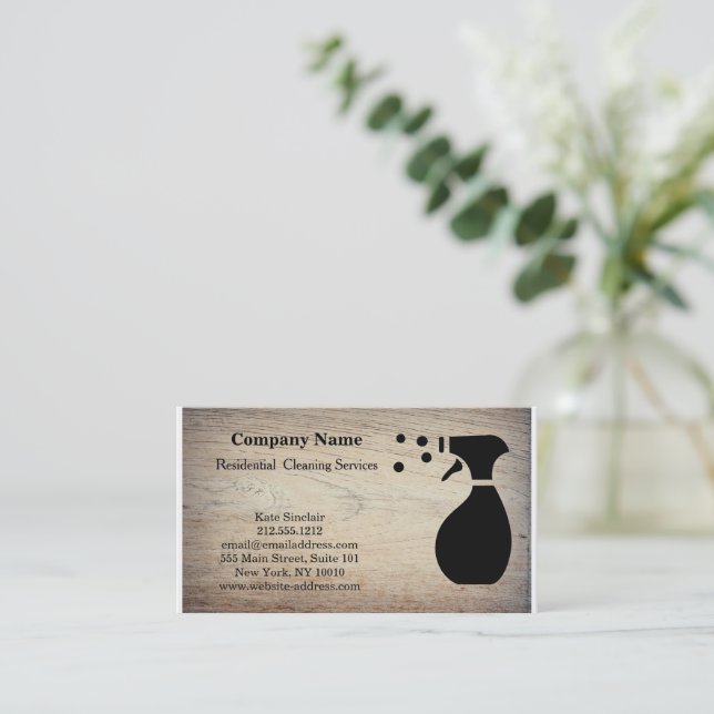 Carte de visite du service de nettoyage profession (Debout devant)