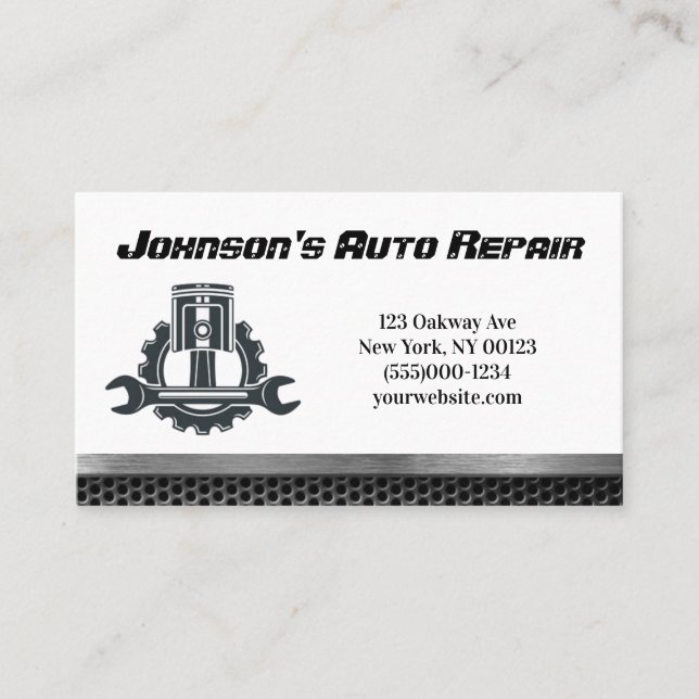 Carte de visite du service de réparation mécanique (Devant)