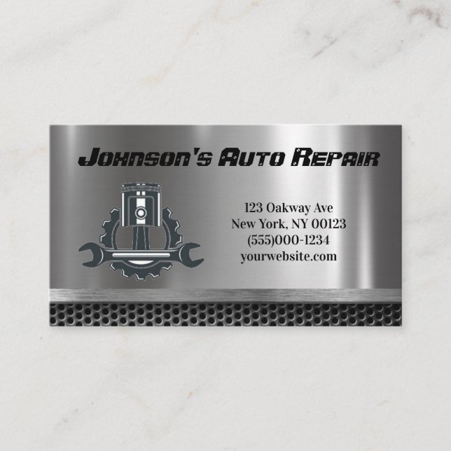 Carte de visite du service de réparation mécanique (Devant)