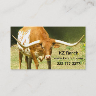 Carte de visite du Texas Longhorn