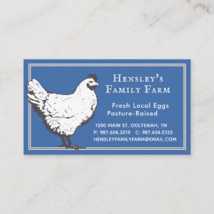 Carte de visite du vendeur d'oeufs de poule Vintag