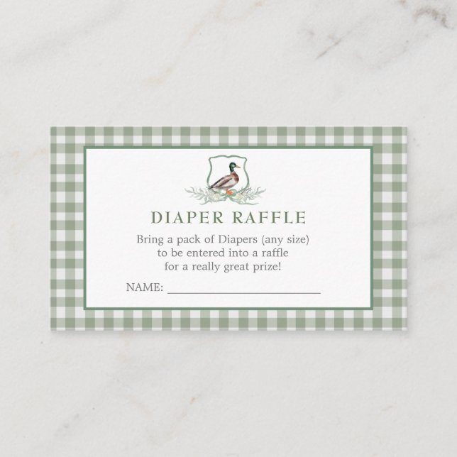 Carte De Visite Duck DIaper Raffle (Devant)