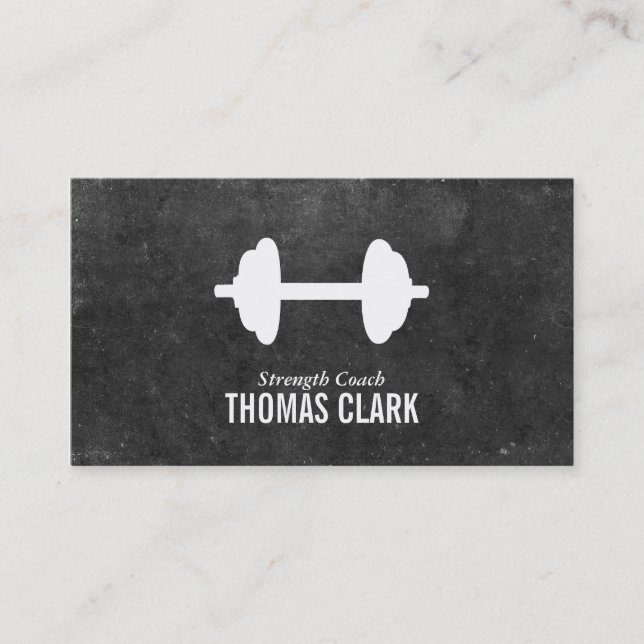 Carte De Visite Dumbbell | Formateur personnel (ardoise) (Devant)