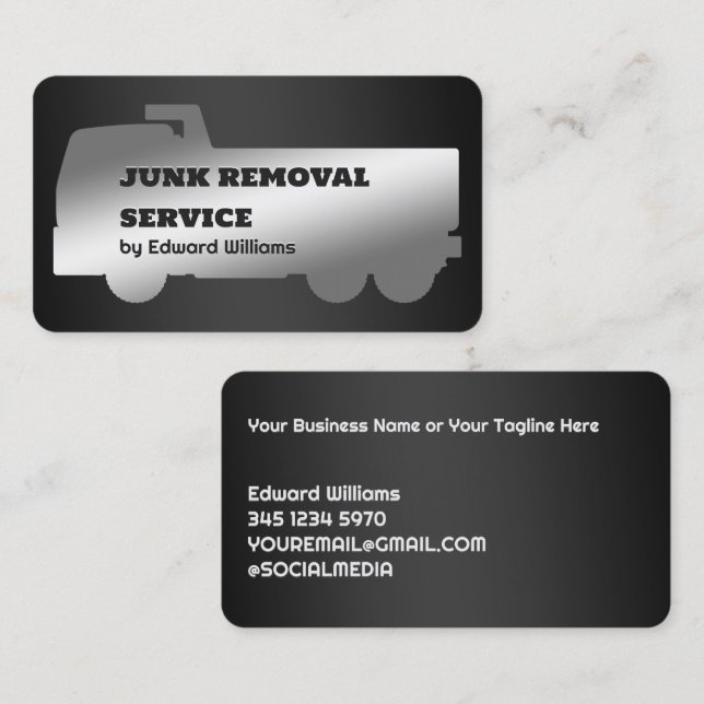 Carte De Visite Dump Truck  Junk Removal Business Card (Devant / Derrière)