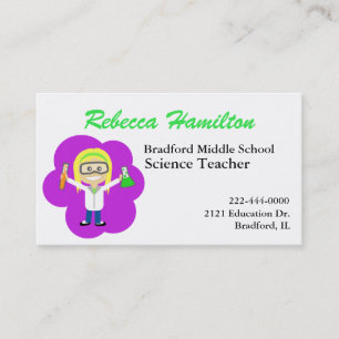 Carte de visite d'un professeur de science-caricat