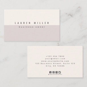 Carte De Visite Duo de couleurs minimaliste Mauve doux et Blanc ca