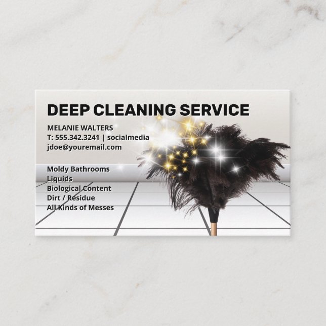 Carte De Visite Duster | Service de ménage | Nettoyer les étincell (Devant)