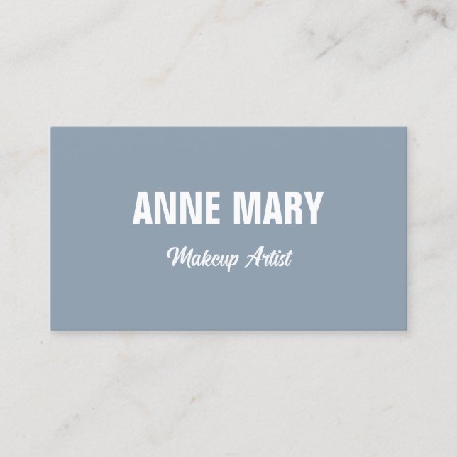 Carte De Visite Dusty Blue Blanc Mariage maquillage Artiste élégan (Devant)