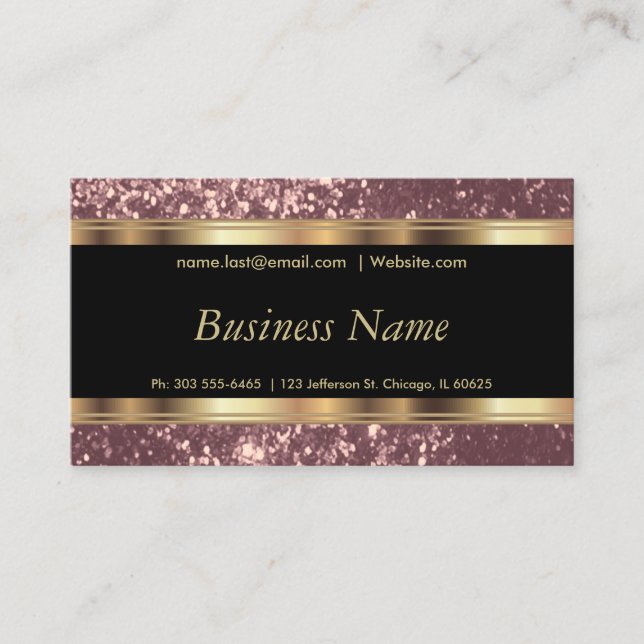 Carte De Visite Dusty Rose Gold Parties scintillant et Elegant Gol (Devant)