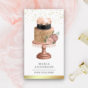 Carte De Visite Dusty Rose rose floral pâtisserie Chef boulangerie