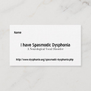 Carte De Visite Dysphonie spasmodique, un Voca neurologique…