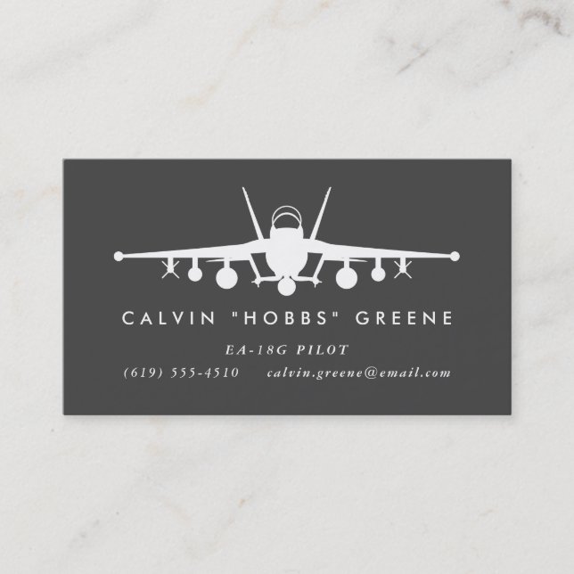 Carte De Visite EA-18G Growler Fighter Pilot avec texte personnali (Devant)