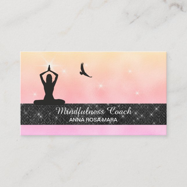 Carte De Visite *~* Eagle Pastel Ombre Yoga Parties scintillant Mé (Devant)