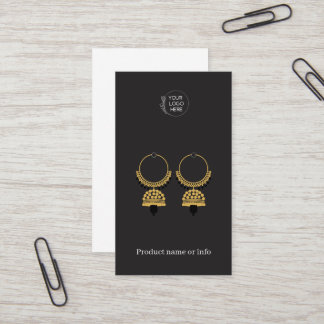 Carte De Visite Earring Display Card | Logo Black Jewelery Display