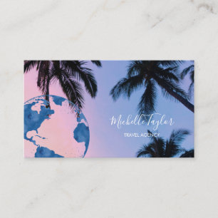 Carte De Visite Earth Globe Word Map Agence de voyage Code QR de l