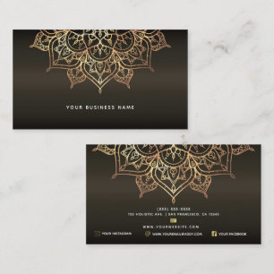 Carte De Visite Earthouse Brown & Gold Mandala Holistic Spa Busine