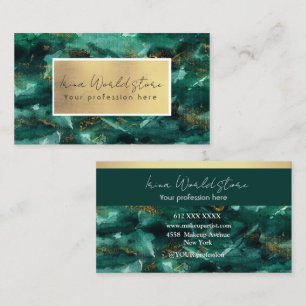 Carte De Visite Eau couleur or Emerald Green de luxe abstrait