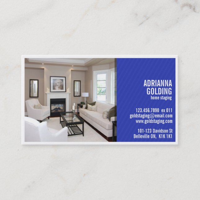 Carte De Visite Échafaudage fendu avec la photo - bleu (Devant)