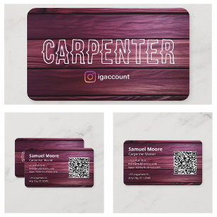 Carte De Visite Échantillon unique de charpentier visitant rustiqu