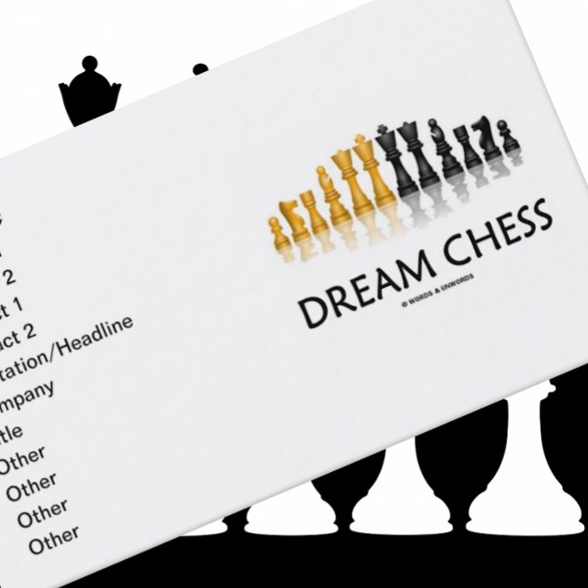 Carte De Visite Échecs de rêve (jeu d'échecs réfléchi) (Business card for chess teachers, Grandmasters, and die-hard chess players who "Dream Chess")