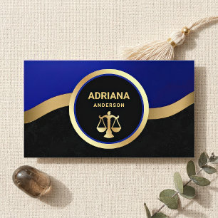 Carte De Visite Échelle de justice d'avocat bleu or royal Avocat
