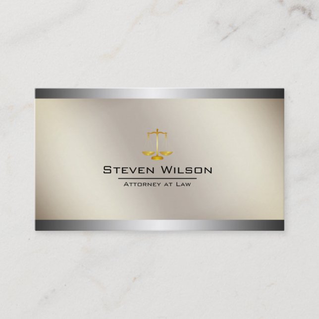 Carte De Visite Échelle juridique crème d'or blanc d'avocat (Devant)