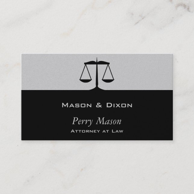 Carte De Visite Échelles de justice Gris avec code QR (Devant)