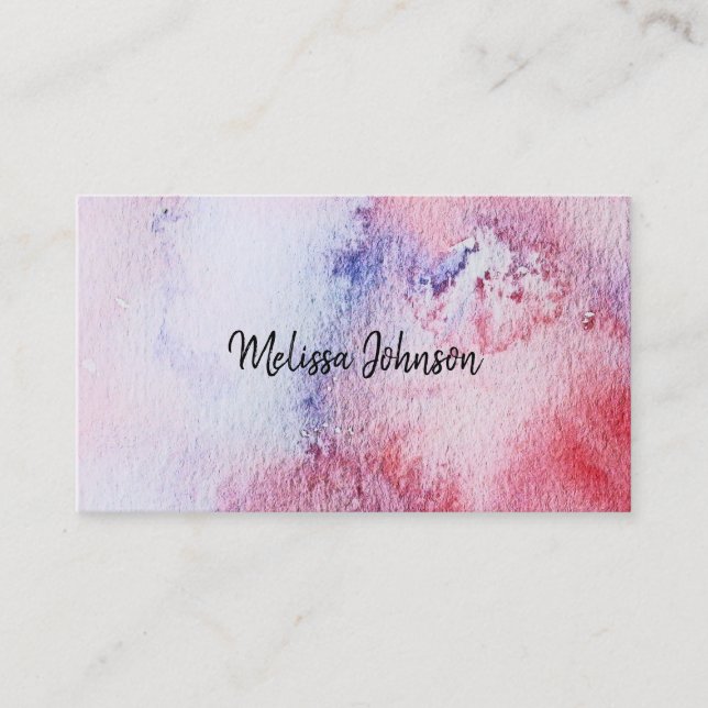 Carte De Visite Éclaboussure rose bleue d'aquarelle peinte à la (Devant)