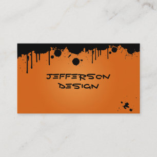 Carte De Visite Éclaboussures oranges au néon de peinture