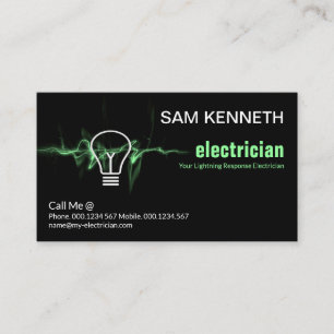 Carte De Visite Éclair vert Électricien d'onde électrique