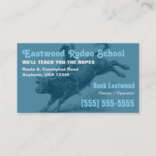 Carte De Visite École de Rodéo Formation de Cavalier de Taureau