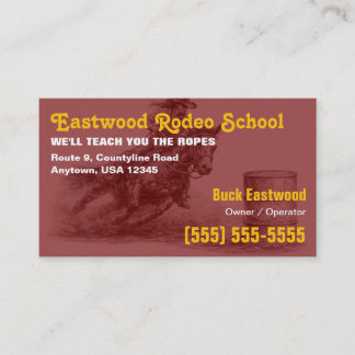 Carte De Visite École de Rodéo | Instructrice de Course de Barils