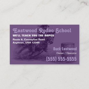 Carte De Visite École de Rodéo   Instructrice de Course de Barils