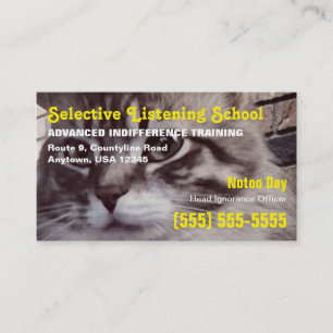 Carte De Visite École d'écoute sélective de chat drôle