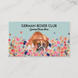 Carte De Visite École d'obéissance canine Boxer vert Aquarelle Chi