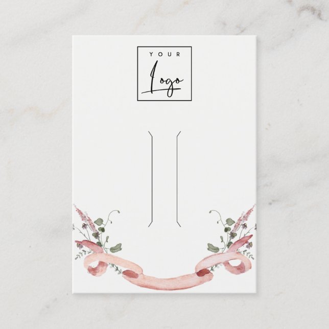 Carte De Visite Écran à cheveux rose Fleur sauvage à ruban (Devant)