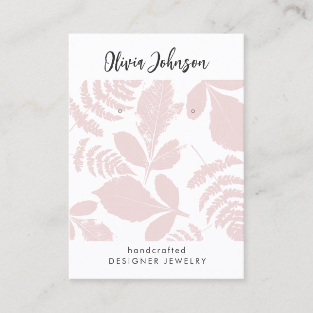 Carte De Visite Écran à oreille Motif en feuille rose tendance (Devant)