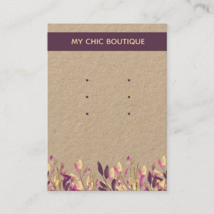 Carte De Visite Écran à oreilles multiples Kraft Floral Boho