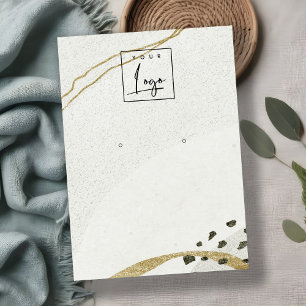 Carte De Visite Écran Abstrait du logo d'oreille en or noir ivoire