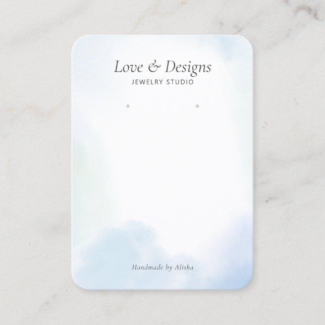 Carte De Visite Écran bleu Aquarelle Laver Écouter Bijoux (Devant)