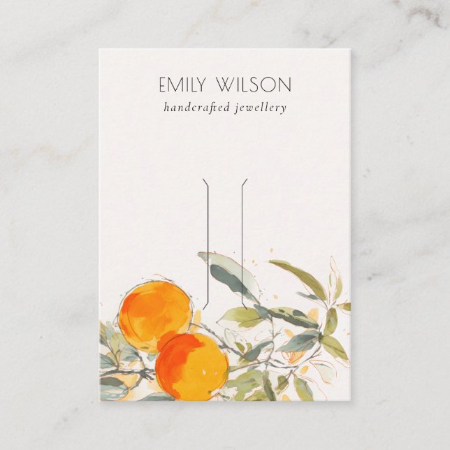 Carte De Visite Écran Boho Orange Fruit Aquarelle Écran à coiffure (Devant)