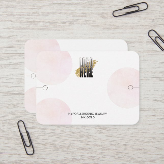 Carte De Visite Écran Bracelet Moderne Avec Logo Cercles Rose (Devant/Arrière en situation)