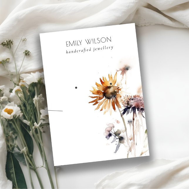 Carte De Visite Écran Chic Boho Fleur sauvage sec Collier d'oreill (Créateur téléchargé)